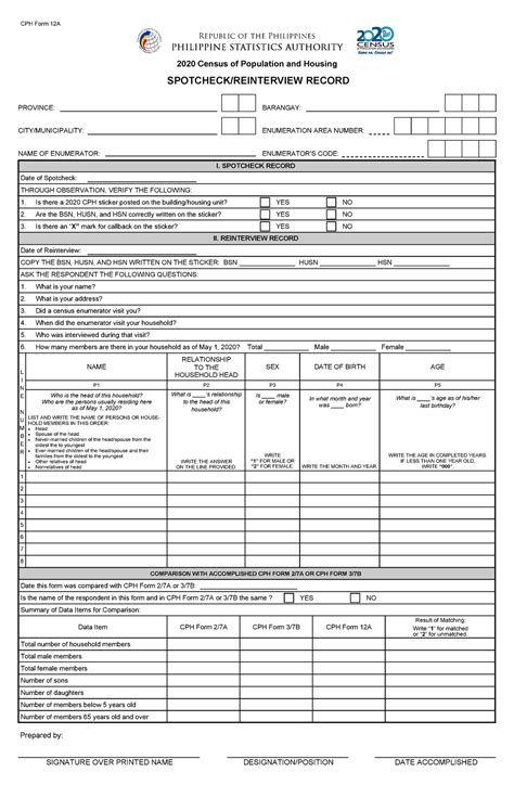 barangay census form|2020 Census of Population and Housing .